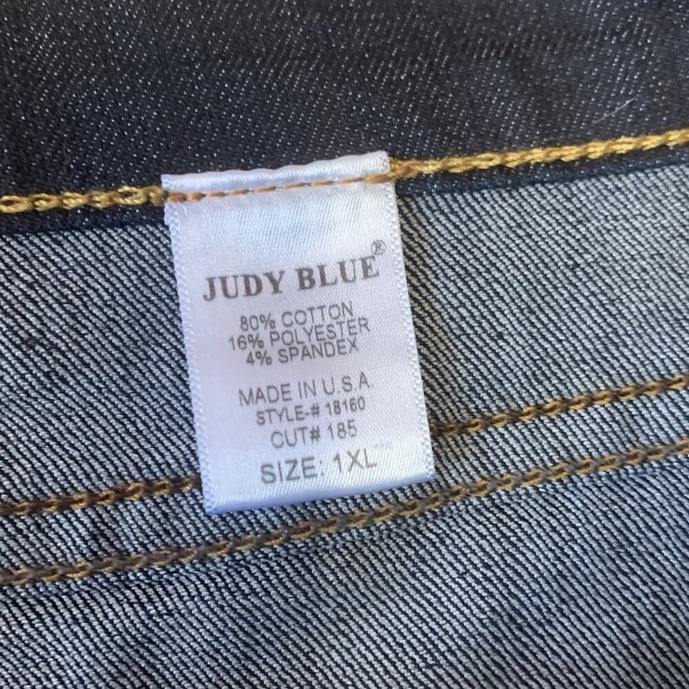 Judy Blue Denim Shorts Womens Sz 1XL Dark Wash High Rise Button Fly Made In USA - Picture 4 of 6